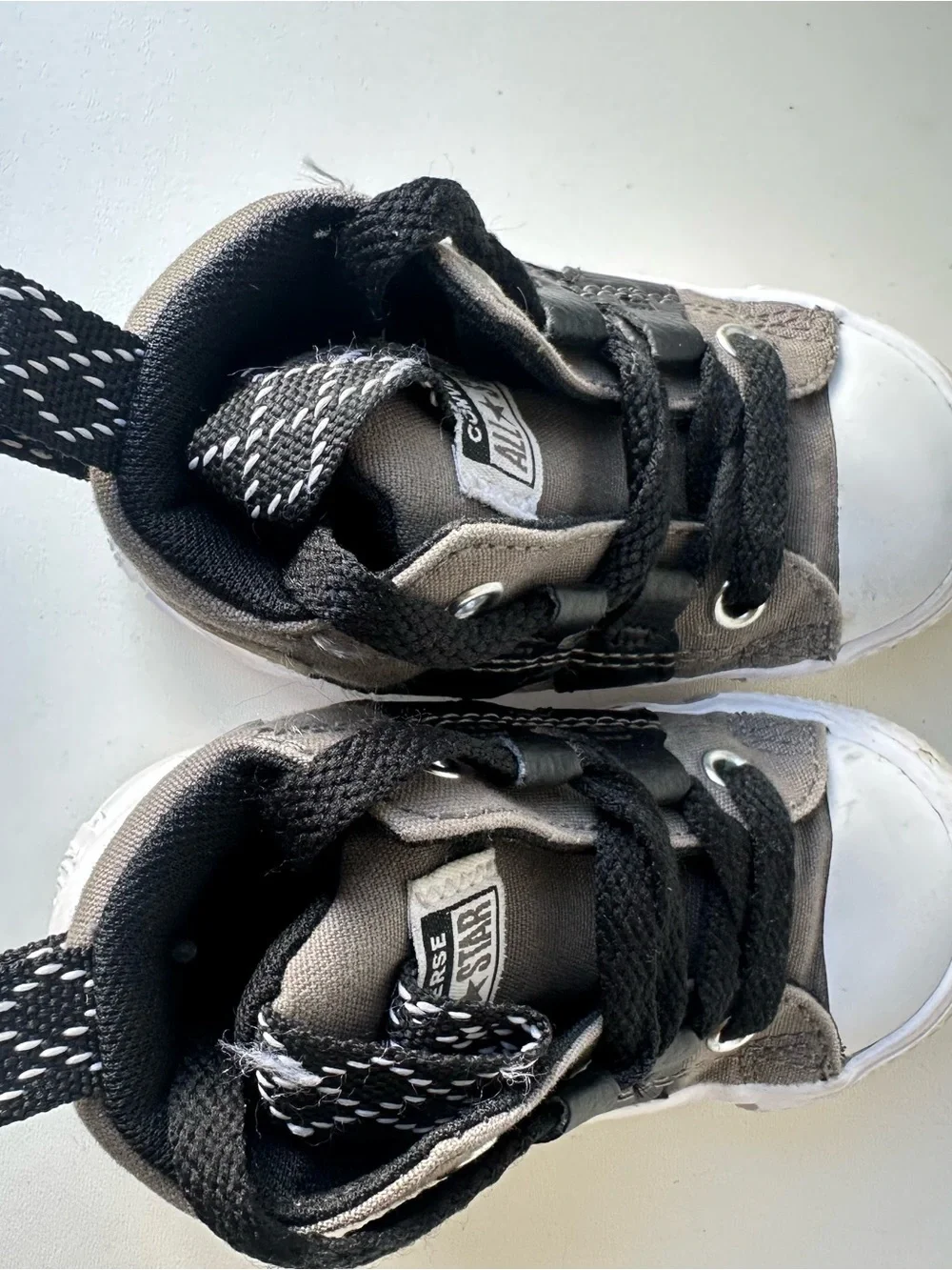 Converse All Star Toddler Gray Black High Top Sneakers Kids US 5 Hook Loop EUC